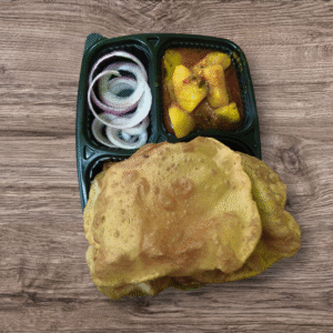 Aloo Dum served with 2 Triangle Parathas